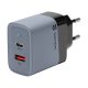 Tactical Microgrid töltő adapter USB-A+ USB-C, GaN, 45W, szürke