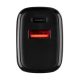 Tactical Base Plug Dual gyorstöltő adapter USB-A+ USB-C, 20W, fekete