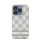 DKNY PU Leather Checkered Pattern and Stripe iPhone 13 Pro hátlap tok, bézs