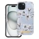 Forcell F-Protect Mirage Apple Iphone 15 Magsafe kompatibilis hátlap tok, tavaszi virágok, levander szürke
