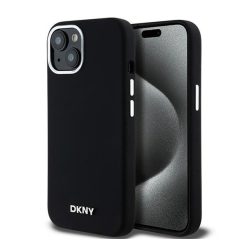   DKNY Liquid Silicone Small Metal Logo Apple iPhone 15 Plus / 14 Plus Magsafe hátlap tok, fekete, DKHMP15MSMCHLK