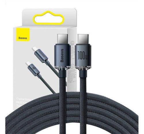 Baseus Crystal Shine USB-C / USB-C kábel, 100W, 2m, fekete