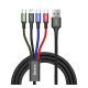Baseus Fast 4in1 töltő- és adatkábel USB / 2x USB-C / Lightning / MicroUSB 3,5A, 1.2 m, fekete