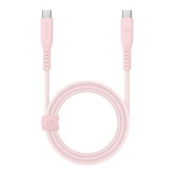   Energea kabel Flow USB-C / USB-C szövet gyorstöltő- és adatkábel, 1.5m, 240W, 5A, rózsaszín