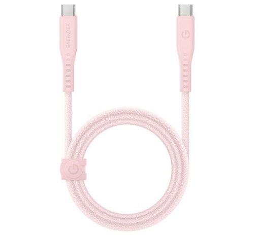 Energea kabel Flow USB-C / USB-C szövet gyorstöltő- és adatkábel, 1.5m, 240W, 5A, rózsaszín