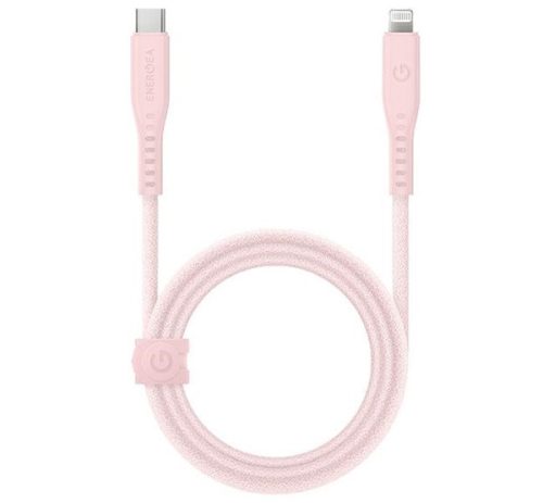 Energea Flow C94 USB-C / Lightning MFI szövet gyorstöltő- és adatkábel, 1.5m, 60W, 3A, rózsaszín