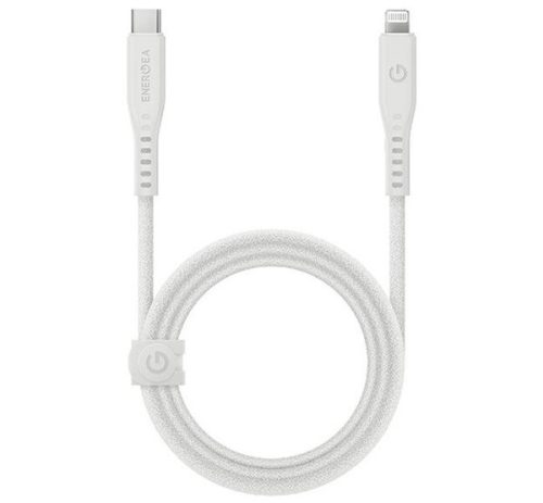 Energea Flow C94 USB-C / Lightning MFI szövet gyorstöltő- és adatkábel, 1.5m, 60W, 3A, fehér
