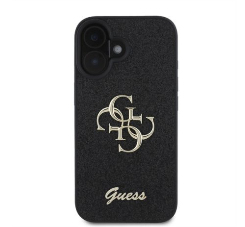 Guess Fixed Glitter Big 4G Apple iPhone 16 hátlap tok, fekete/barna