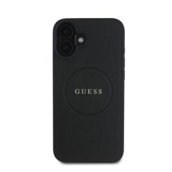   Guess Grained Gold Ring MagSafe Apple iPhone 16 Plus hátlap tok, fekete/barna GUHMP16MPGHSMMK