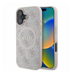   Guess 4G Ring Classic Logo Apple iPhone 16 hátlap tok, rózsaszín GUHMP16SG4GFRP