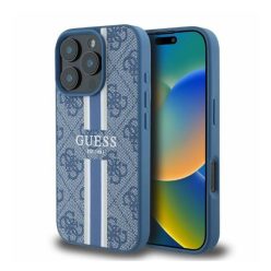   Guess 4G Printed Stripes MagSafe Apple iPhone 16 Pro Max hátlap tok, kék GUHMP16XP4RPSB