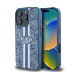   Guess 4G Printed Stripes iPhone 16 Pro MagSafe kemény hátlap tok, kék GUHMP16LP4RPSB