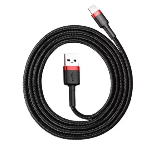 Baseus iPhone USB / Lightning adat/töltőkábel, 2,4A, 1m, Piros/Fekete