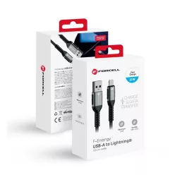   Forcell F-Energy C257 USB A-Lightning töltő / adatkábel, 2,4A, 12W, 1,2m, fekete