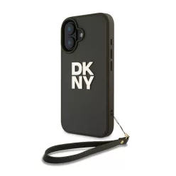   DKNY PU Leather Stack Logo iPhone 16 tok csuklópánttal, zöld