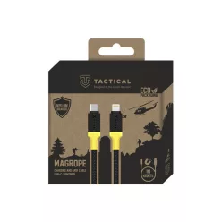   Tactical MagRope USB-C-Lightning adatkábel szövet bevonattal, 1m, fekete/sárga