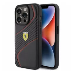   Ferrari Twist Metal Logo iPhone 15 Pro kemény hátlap tok, fekete FEHCP15LPTWK