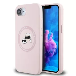   Karl Lagerfeld Liquid Silicone K&CH Heads Apple iPhone 17e / iPhone 16e MagSafe tok, rózsaszín