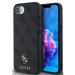   Guess PU 4G Small Metal Logo Apple iPhone 17e / iPhone 16e MagSafe hátlap tok, sötétszürke