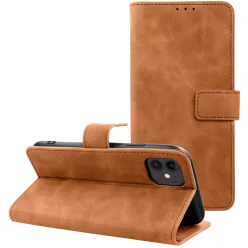   Tender Book Samsung Galaxy A56 flip/oldalra nyíló műbőr tok kártyatartó résszel, barna