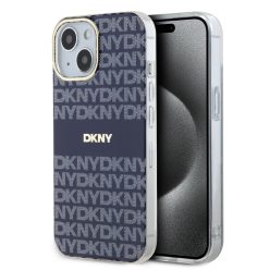   DKNY PU Leather Repeat Pattern Tonal Stripe iPhone 14 Pro tok, kék