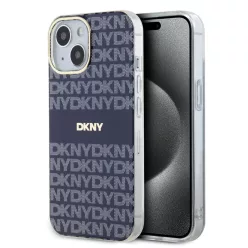  DKNY PU Leather Repeat Pattern Tonal Stripe iPhone 14 Pro tok, kék