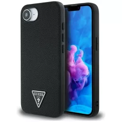   Guess Grained Triangle Apple iPhone 17e / iPhone 16e MagSafe tok, fekete