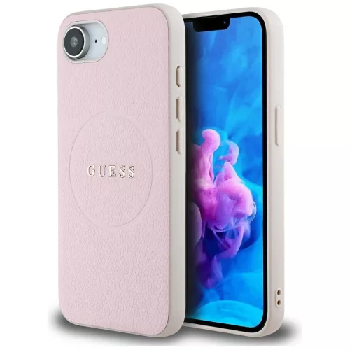 Guess Grained Ring Apple iPhone 17e / iPhone 16e MagSafe tok, rózsaszín