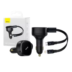   Baseus Enjoyment autós töltő USB-C + Lightning kábellel, 3A, 30W, fekete