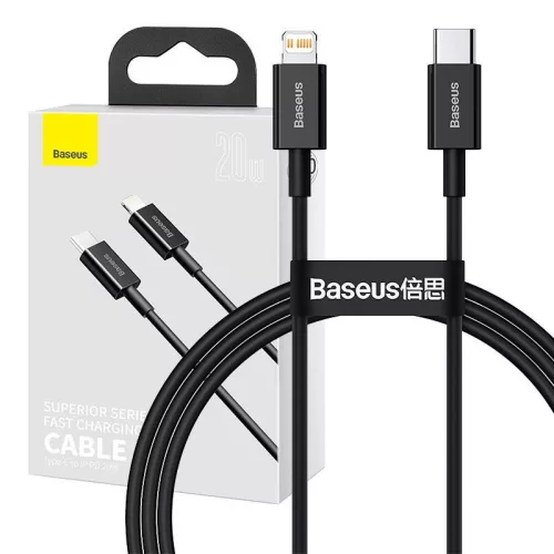 Baseus Superior Series USB-C-Lightning kábel, 20 W, PD, 1 m, fekete