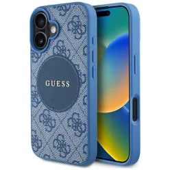   Guess 4G Circle Classic Logo iPhone 16 MagSafe hátlap tok, kék