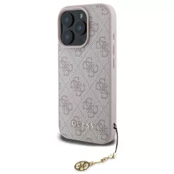   Guess 4G Charms Collection iPhone 16 Pro kemény hátlap tok, rózsaszín