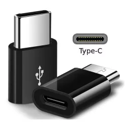 Adapter, USB Type-C - microUSB átalakító, fekete