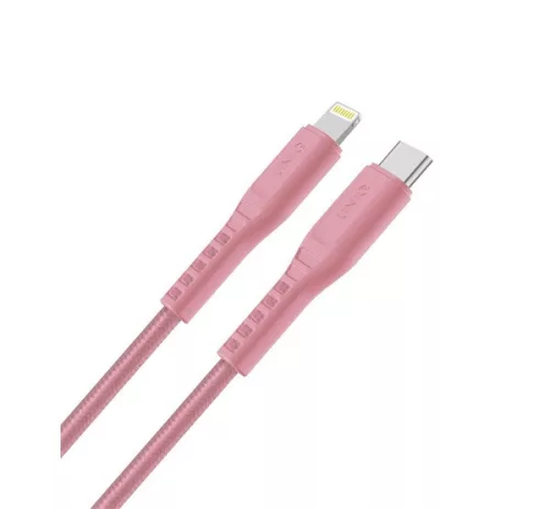 Uniq Flex USB-C / Lightning MFi töltő- és adatkábel, 1.2m, rózsaszín