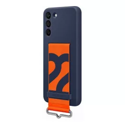   Samsung Galaxy S22+ Silicone Cover with Strap, gyári szilikon tok szíjjal, sötétkék, EF-GS906TN