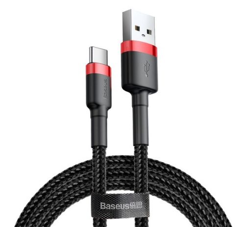 Baseus Cafule USB / USB-C gyorstöltő töltő- és adatkábel, 1m, piros-fekete