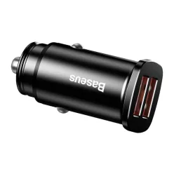   Baseus Square autós szivargyújtó gyorstöltő, 2xUSB, 30W, fekete
