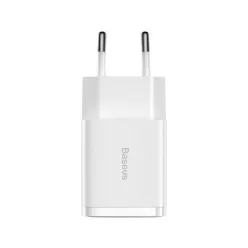 Baseus hálózati gyorstöltő 2xUSB, 10.5W, fehér