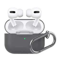   Phoner Simple Apple Airpods Pro szilikon tok akasztóval, sötétszürke