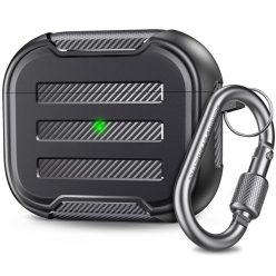   Phoner Carbon Apple Airpods 3 szilikon tok akasztóval, fekete