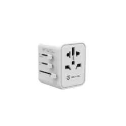   Tactical PTP világutazó adapter / nemzetközi hálózati adapter töltő USB-A+ USB-C, UK/US/AU/EU, fehér
