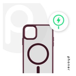   Phoner Apple iPhone 14 Pro Hybrid Mag MagSafe kemény hátlap tok, burgundi vörös