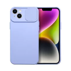   Slide Apple iPhone 14 Plus, kameravédős szilikon tok, levendula
