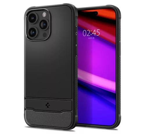 Spigen Rugged Armor MagFit Apple iPhone 15 Pro Max tok, MagSafe, Matte Black, fekete
