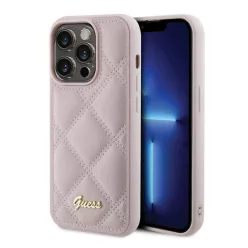   Guess Quilted Metal Logo Apple iPhone 15 Pro Max hátlap tok, rózsaszín