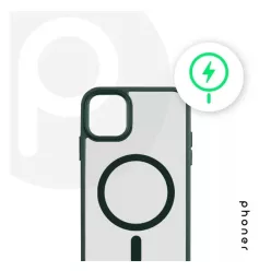   Phoner Apple iPhone 13 Pro Hybrid Mag MagSafe kemény hátlap tok, sötétzöld