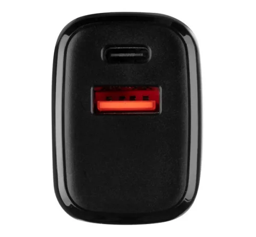 Tactical Base Plug Dual gyorstöltő adapter USB-A+ USB-C, 20W, fekete