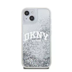   DKNY Liquid Glitter Arch Logo iPhone 14 hátlap tok, átlátszó