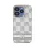 DKNY PU Leather Checkered Pattern and Stripe iPhone 13 Pro hátlap tok, bézs