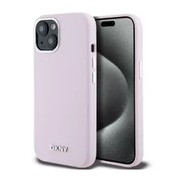   DKNY Liquid Silicone Small Metal Logo Apple iPhone 15 Plus / 14 Plus Magsafe hátlap tok, rózsaszín, DKHMP15MSMCHLP